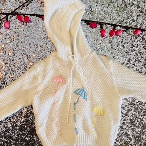 Vintage knit girls hooded sweater